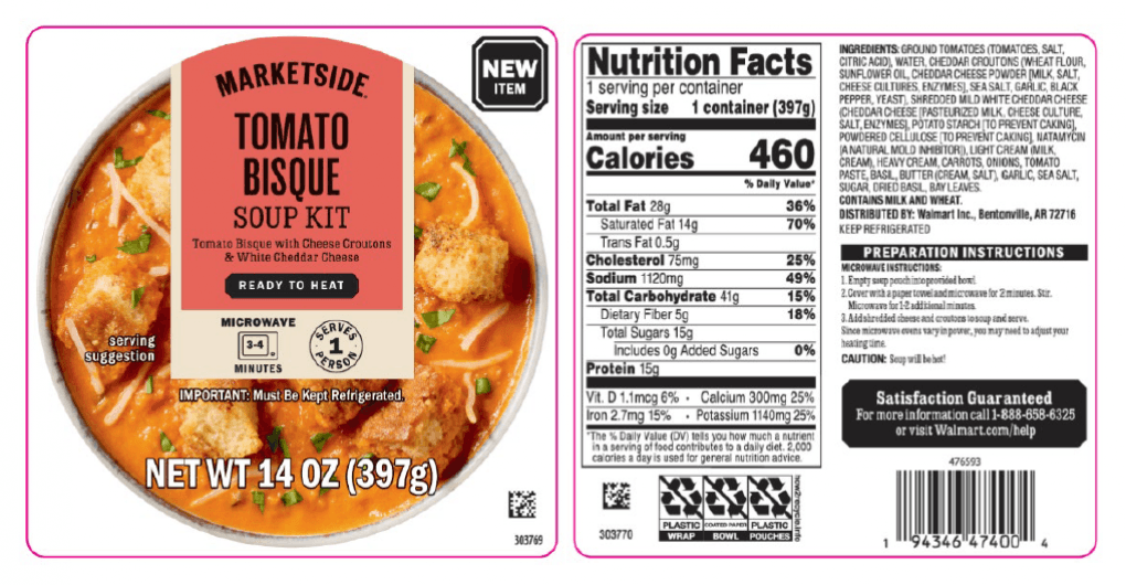 Tomato Bisque Soup Kit Sold at Walmart Recalled Over Listeria Risk