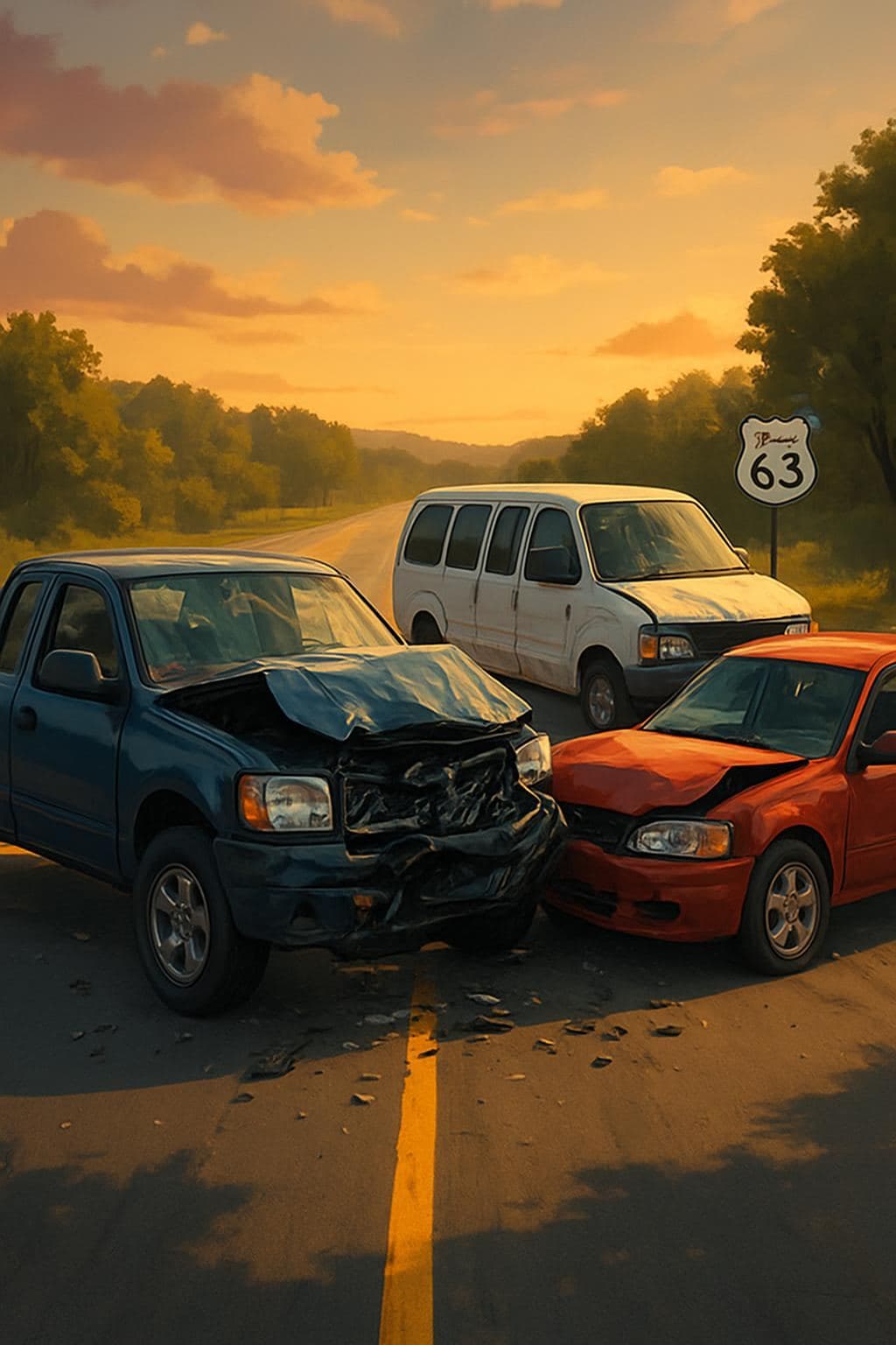 Two Dead, Two Injured in Three-Vehicle Crash on Highway 63