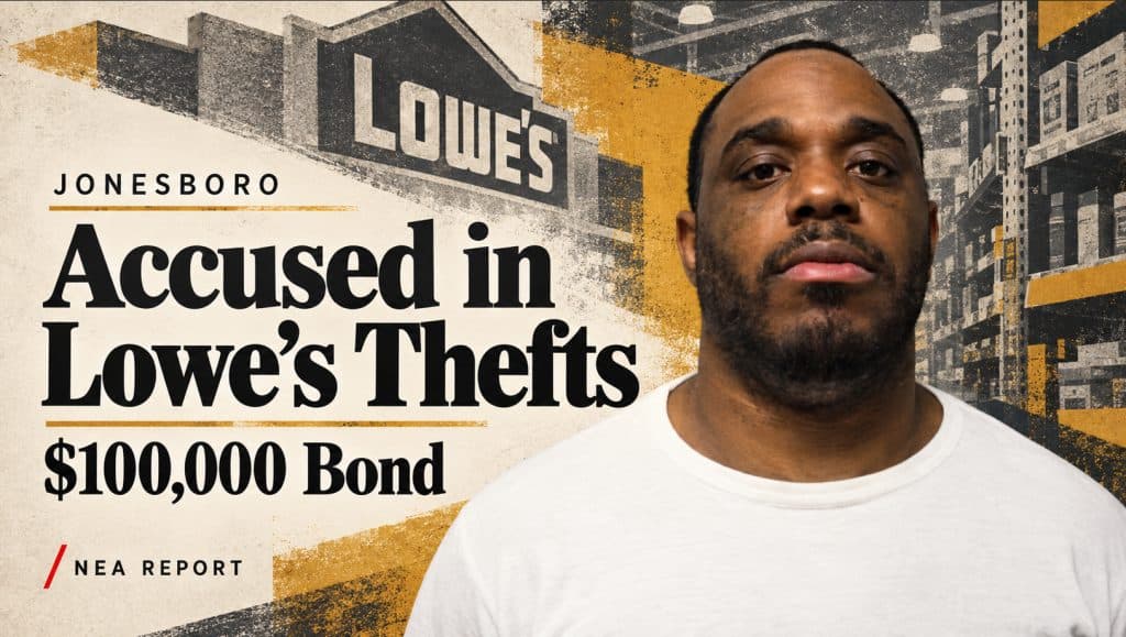 Man Charged in Series of Alleged Lowe’s Thefts in Jonesboro, Bond Set at $100,000