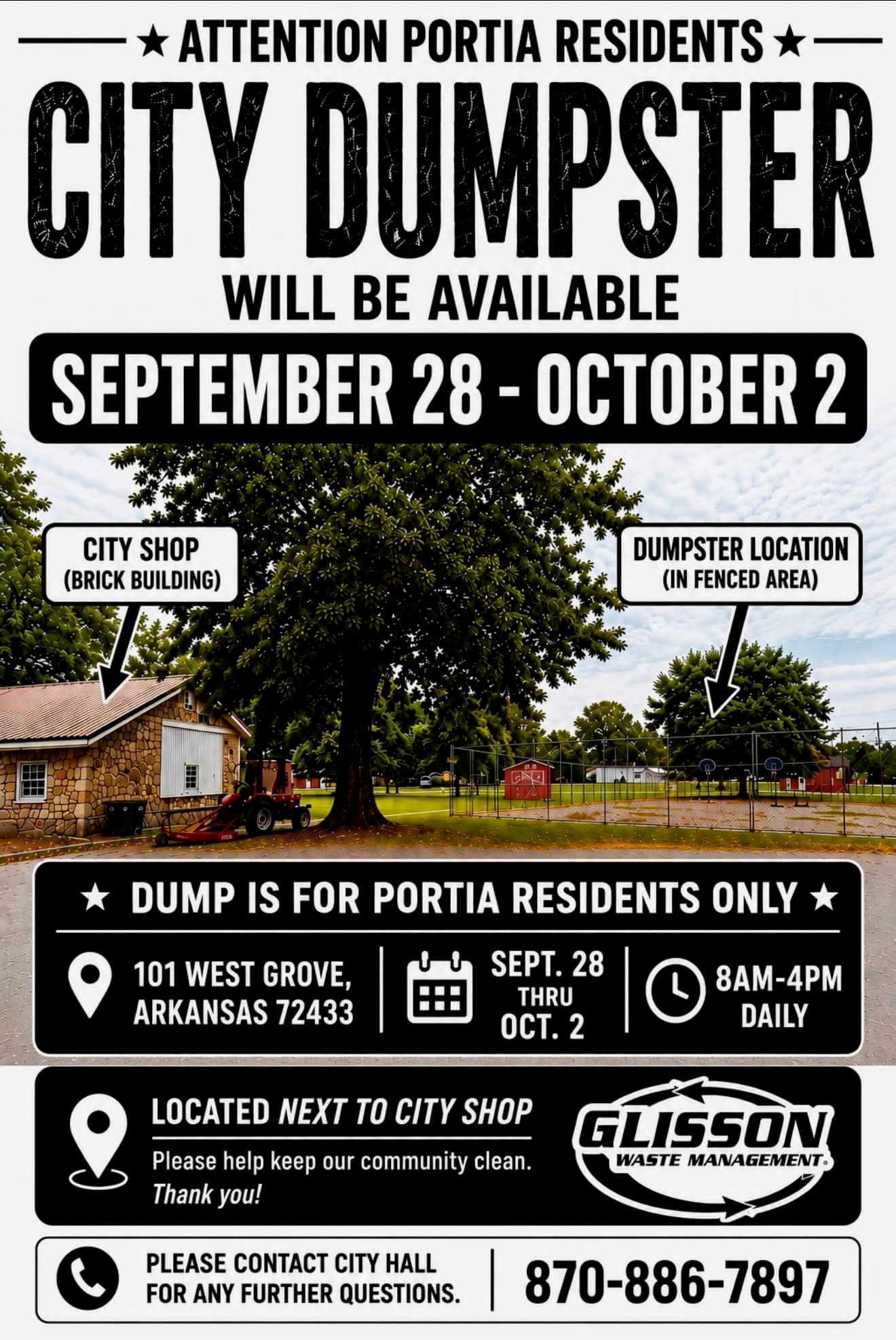 Temporary Dumpsters Available for Portia Residents