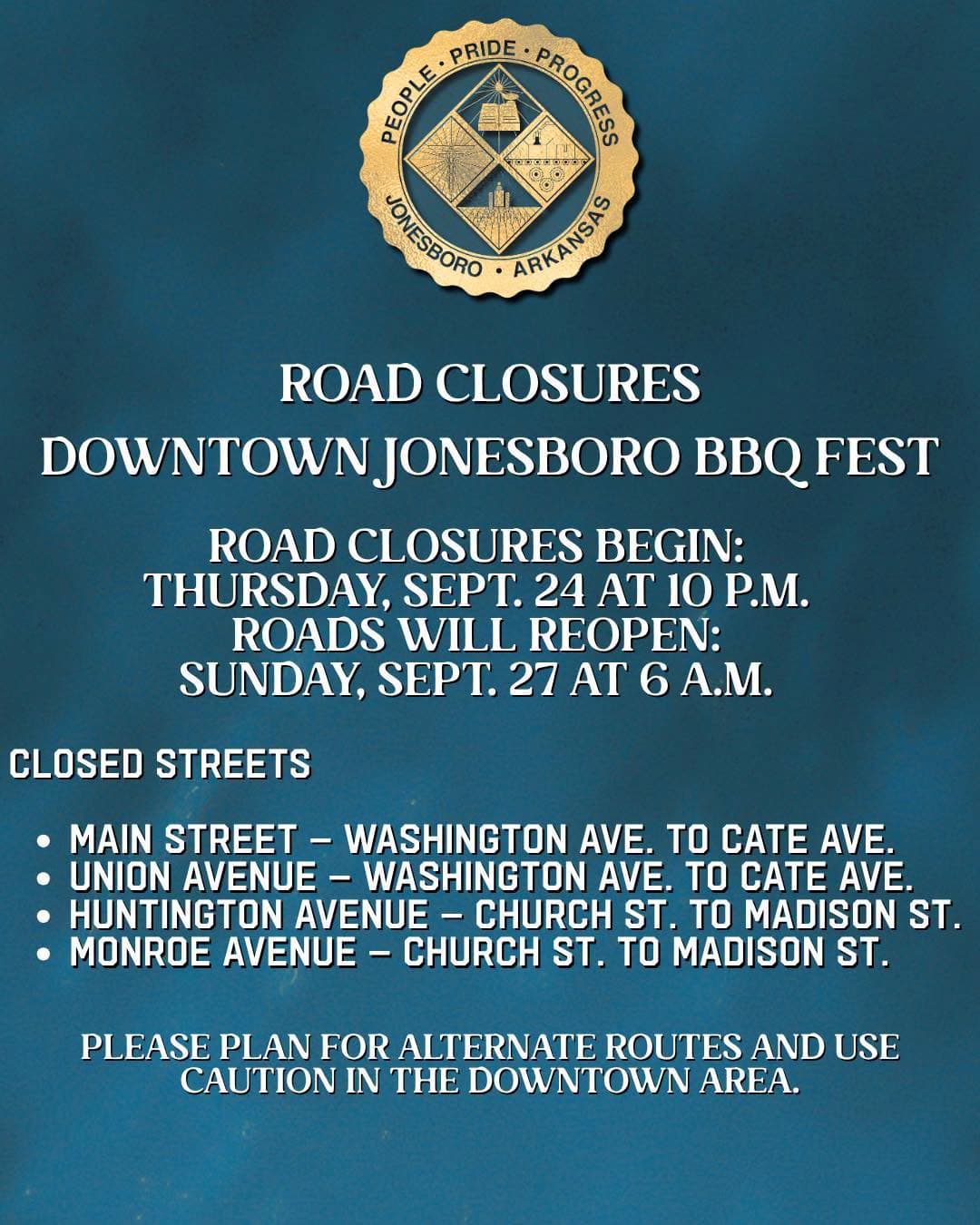Downtown Jonesboro Roads to Close for Weekend BBQ Fest