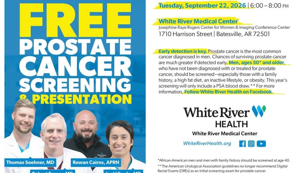 Free Prostate Cancer Screening Scheduled for Sept. 22 in Batesville