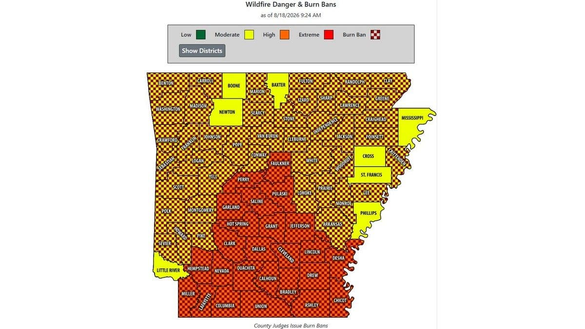 Searcy County Issues Burn Ban Amid Elevated Wildfire Risk