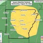 Slight Risk of Severe Weather Forecast for North Central Arkansas Wednesday