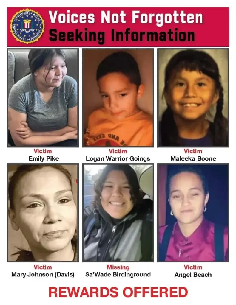 FBI Announces $25,000 Rewards in Unsolved Indian Country Cases